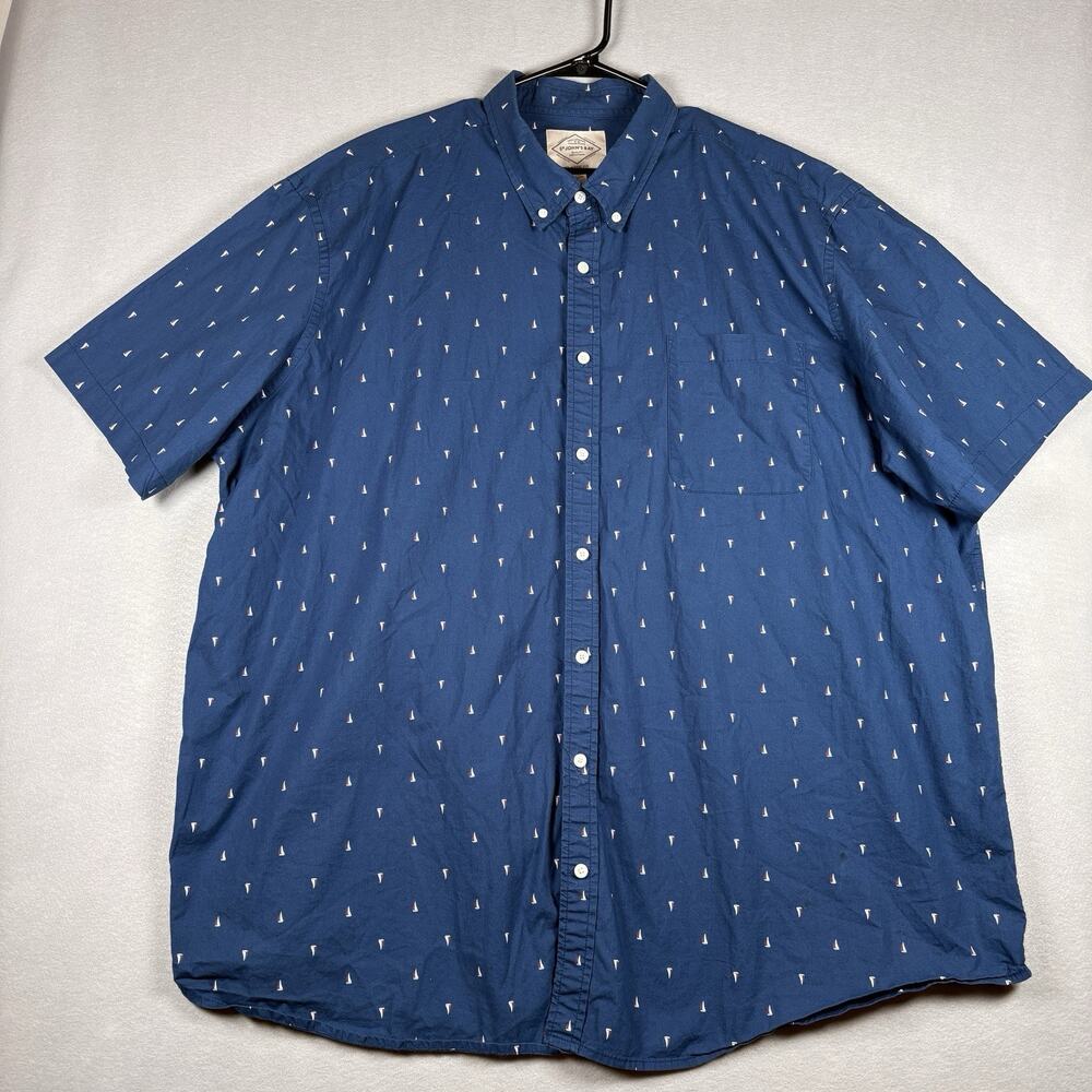 St. John's Bay Men's 3XLT Navy Sailboat Print Short Sleeve Shirt